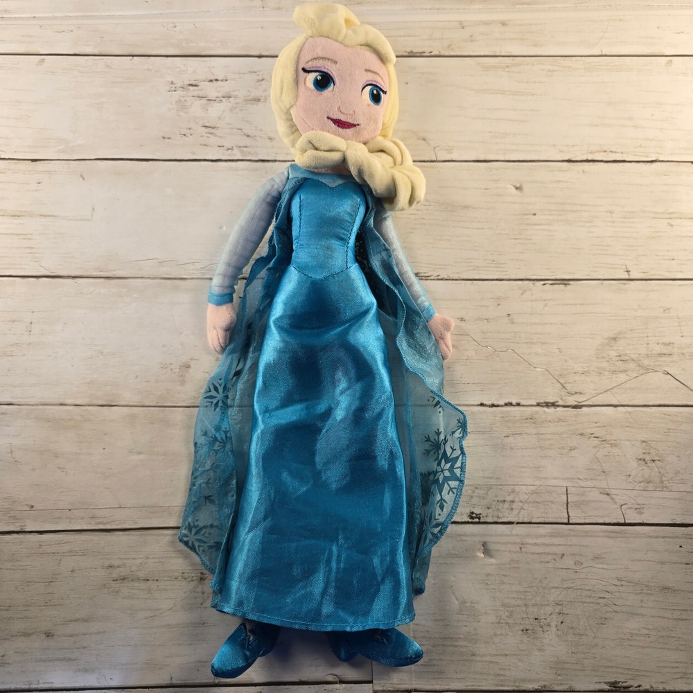 Disney Collection Frozen Elsa Plush Doll 18 Inch Blue Satin Dress Snowflake Cape